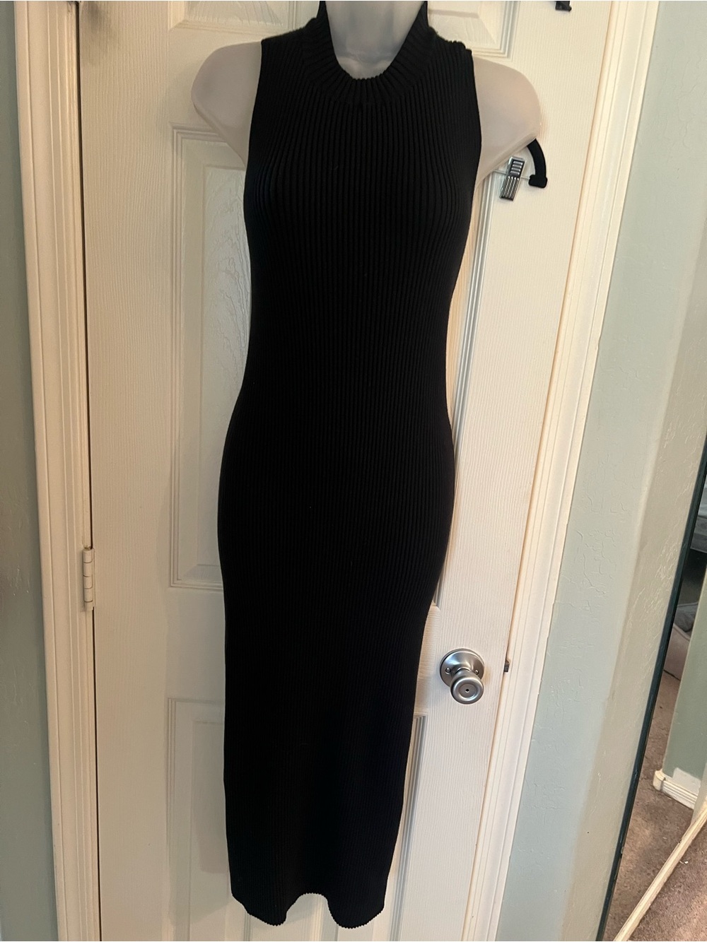 Naadam black midi cotton cashmere dress small